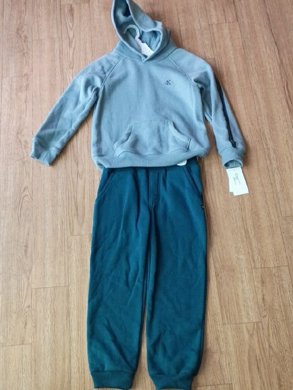 Calvin Klein Kids Sage Hoodie with Teal Joggers - Picture 3 of 7